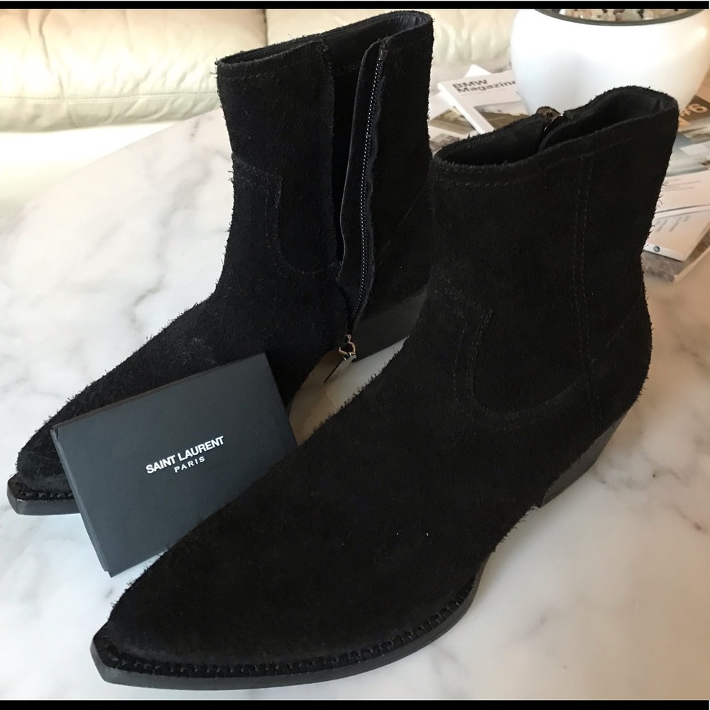 NWT Saint Laurent Black Leather Lukas Boots 36.5